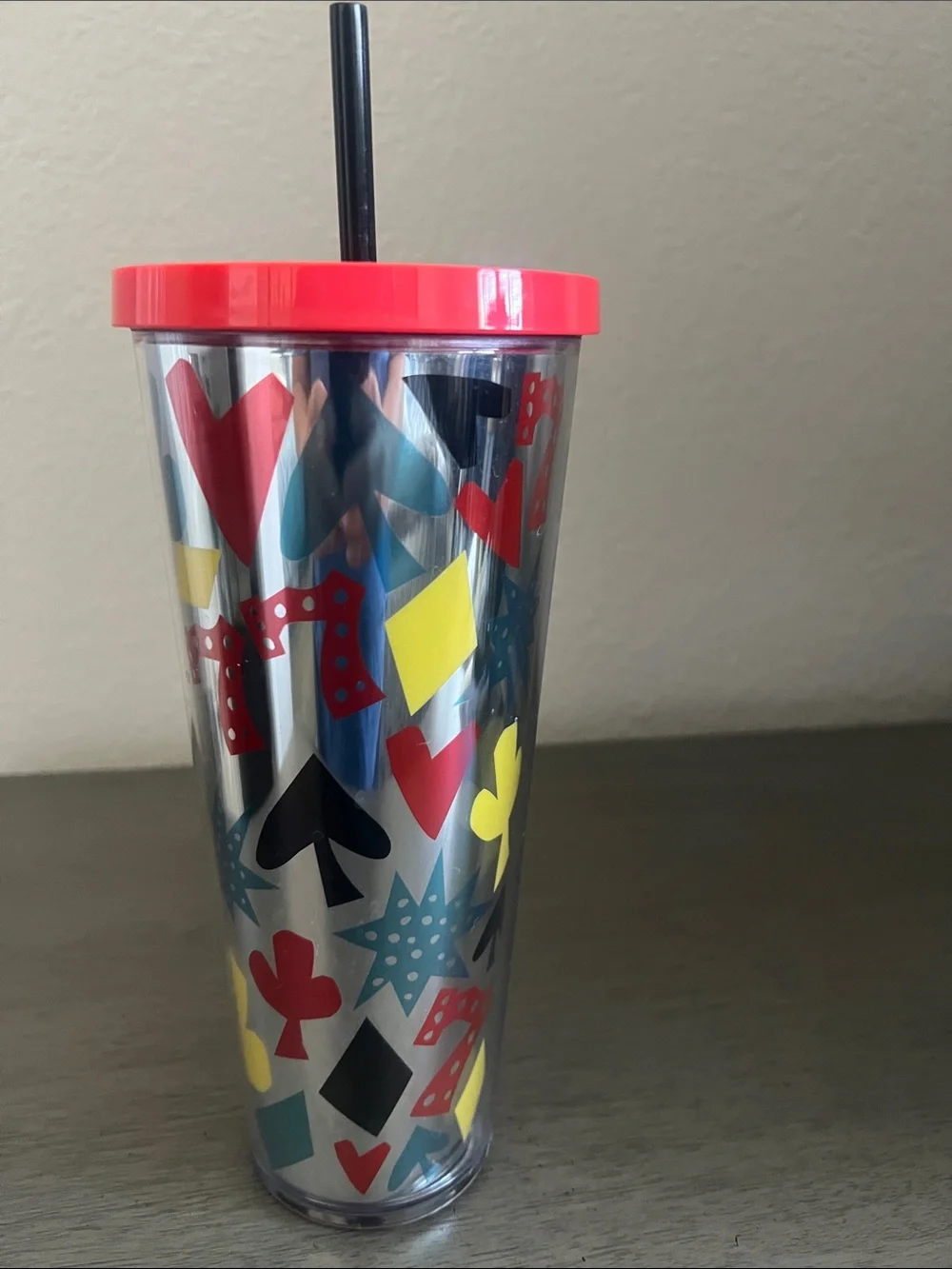 Starbucks Clear Las Vegas Graphic Tumbler with Red Lid and Black Straw